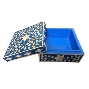 Blue Handmade Rectangular Wood Storage Box High Quality Bone <strong>Inlay</strong> with Mother Pearl Diamond Best <strong>Price</strong> Bone <strong>Inlay</strong> Jewelry Box - Product Image 5