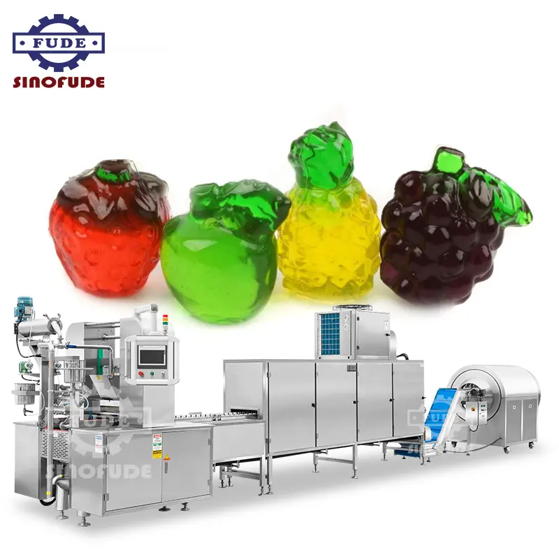 3D Halloween vegano vitamina jalea oso maíz gomoso completamente automático máquina de depositantes de dulces línea de producción para Gummi