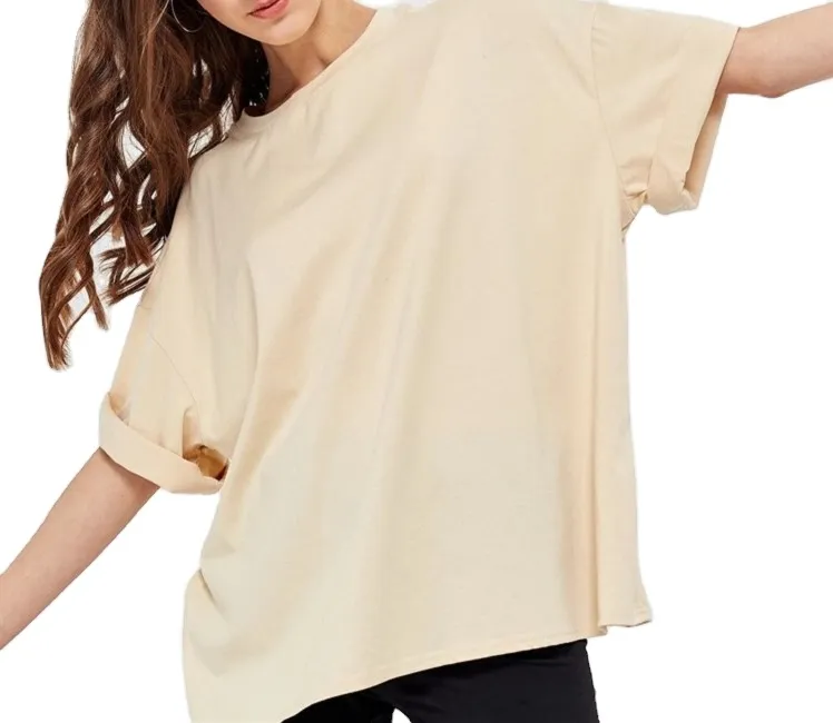 Kaus polos wanita penjualan laris murah pengiriman Drop kasual kaus Wanita Crew Neck baju & celana pendek harga rendah gaun desain baru