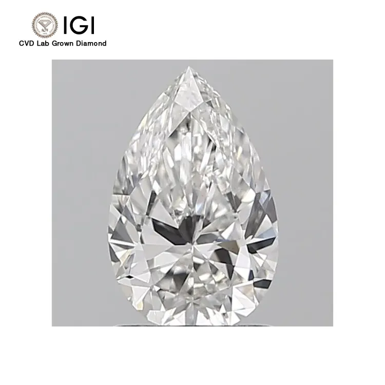 IGI certifié poire taille brillante 1.09 carat VS1 clarté synthétique laboratoire cultivé blanc F couleur diamant CVD diamants en vrac