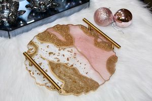 印度家庭餐厅定制顶级手工设计师装饰树脂托盘和杯垫套装