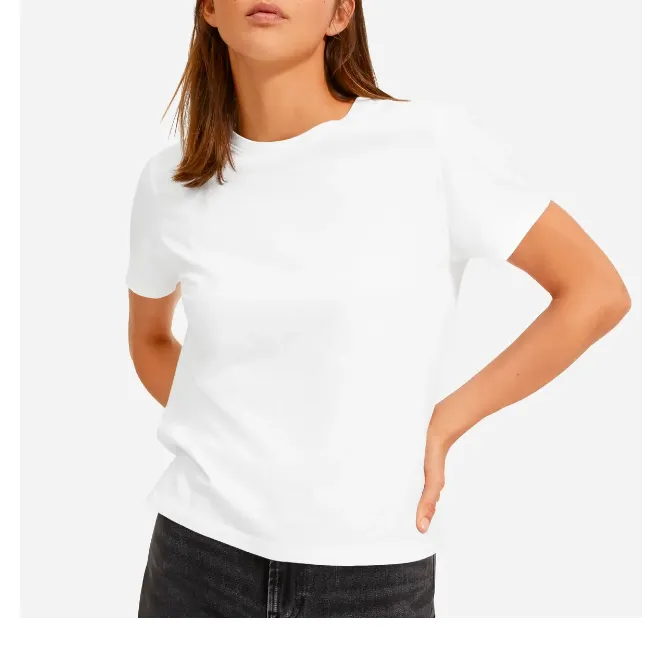 Hochwertiges kurzarm rundhalsausschnitt solide Farbe einfarbig T-Shirt für Damen einfarbig Baumwolle T-Shirt lässige Kleidung Damen-T-Shirt