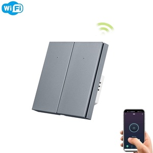 Wireless Smart wi-fi luce a muro interruttore a pulsante 3 bande doppio pannello di plastica Grey Gold Face con telecomando di controllo vocale - Product Image 2