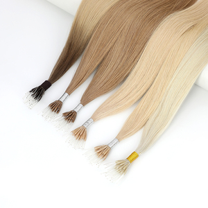 2025 <strong>New</strong> Trend Cuticle Aligned Blonde #66 Ombre Balayage Color Nano Ring <strong>Tip</strong> I U Flat V Nano <strong>Tip</strong> in Hair Extension 100 Strands - Product Image 1