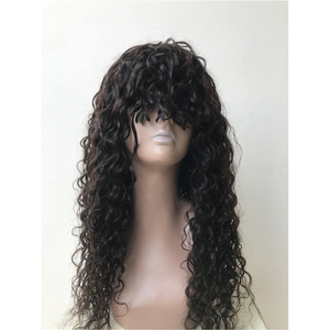 India Origin Manufacturer &amp; <strong>Exporter</strong> Selling Human Hair Extensions Raw Unprocessed Virgin Natural Curly Bob Wigs with <strong>Bangs</strong> - Product Image 1