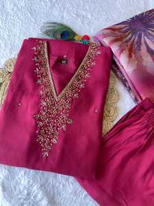 Women's Salwar Kameez with Khatli Work in Silk Fabric with Beautiful Color Fully Stitched Readymade - Product Image 2