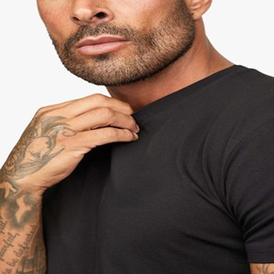 100% penye pamuk Cotton Slim Fit t-shirt & şort hızlı kuru ve rüzgar geçirmez özellikleri katı siyah sonbahar baskı logosu desenleri için - Product Image 5