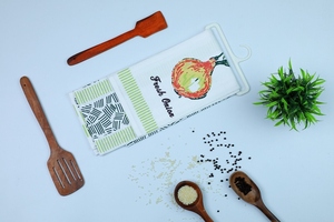 Sebze baskılı tasarım ve 2 adet şerit desen seti ile pamuk mutfak havlusu - Product Image 4