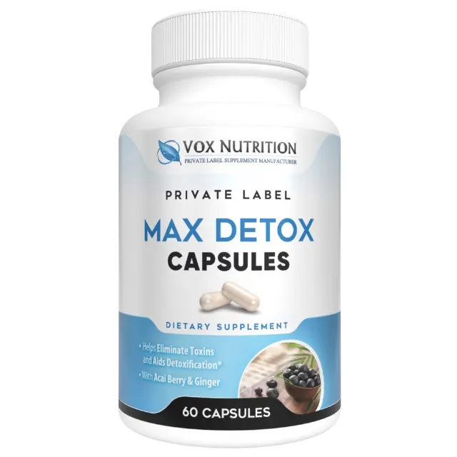 Vox-suplementos nutricionales para la desintoxicación, suplemento de vitamina al, Acai Berry, psicolium en polvo, Papaya de corteza de Elmo resbaladiza, listo para enviar Max Detox