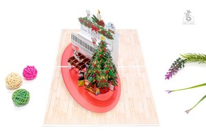 Kiricard 3D Xmas cây và đàn piano thẻ Pop Up thiệp chúc mừng Việt Nam thiết kế mới handmade thẻ cho Giáng sinh Thủ công mỹ nghệ - Product Image 5