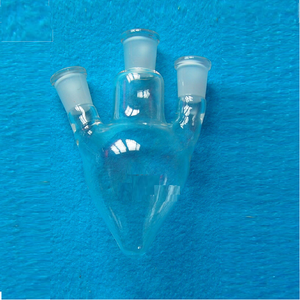 High Quality Lab Boro 3.3 Pear Shape Flask with Three Neck at <strong>One</strong> Centre Necks <strong>One</strong> <strong>Parallel</strong> &amp; Angle Side Neck for Lab - Product Image 3