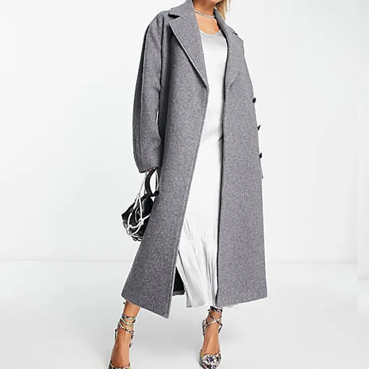 Venta al por mayor 2023 ropa de boutique de moda personalizada señoras Oficina gabardina lana elegante abrigo largo ropa de invierno para las mujeres