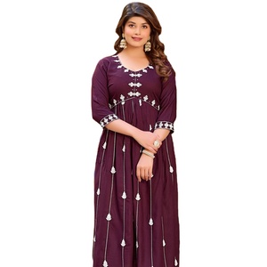 14 kg Heavy Rayon Alia Cut Style <strong>Kurti</strong> with Embroidery Work Collection for Women