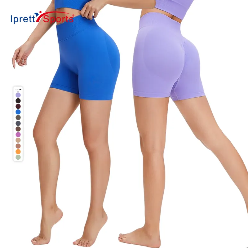 Großhandel Earth Color Seamless Neue hochela tische Pfirsich-Shorts mit Hip Lift Yoga High Waist Sports Triad Pants 12 Farben