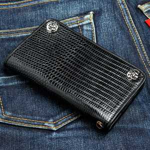 Lizard Skin Biker <strong>Wallet</strong> Premium Cowhide Leather <strong>Custom</strong> Logo Embossed Biker <strong>Wallet</strong> Chain Genuine Leather <strong>Wallets</strong> - Product Image 4