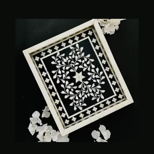 Yüksek kalite Modern düz dikdörtgen hizmet tepsi için farklı kemik kakma desen ile mobilya ve ev dekor - Product Image 2