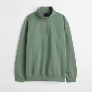 Oem Customizable Plain <strong>Gents</strong> Hoodies Polyester Cotton Men Jumper 14 Zip Pullover Green Blank Quarter Zip Sweatshirt - Product Image 5