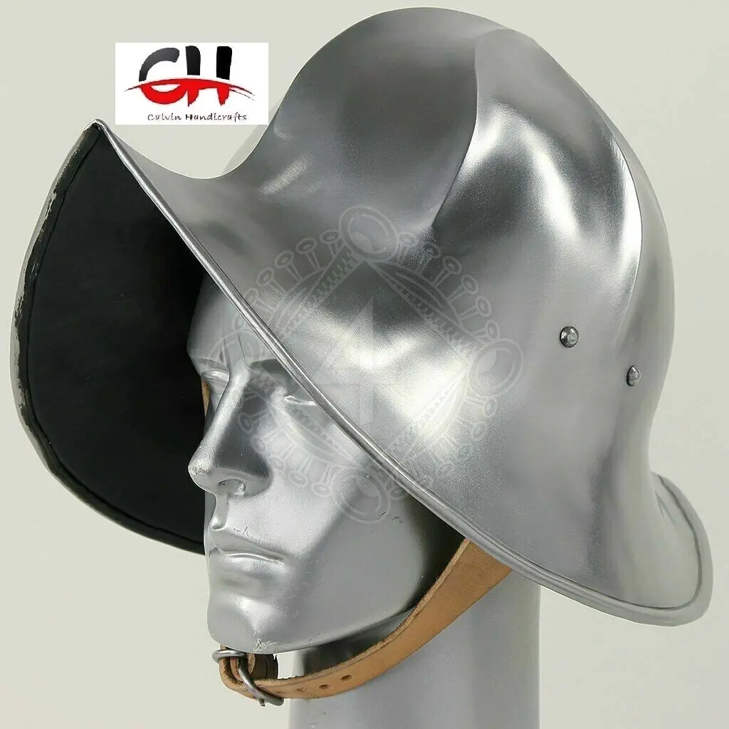 Pase el cursor para hacer zoom Medieval 18 calibre Casco de acero Caballero Borgoña Hervidor sombrero gorra Casco armadura casco.