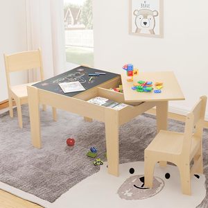 Sanat ve el sanatları ile 4 in 1 çocuk masa depolama yürümeye başlayan masa ve sandalye 2-5 yaş için 2 tersinir kara tahtaları ile - Product Image 1