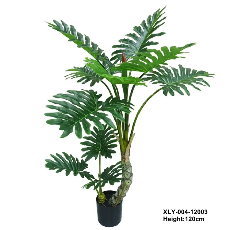 विदेशी और दुर्लभ उष्णकटिबंधीय Philodendron Schott Arecaceae पेड़ कृत्रिम रेशम संयंत्र, नर्सरी के साथ प्लास्टिक के बर्तन कृत्रिम पौधों