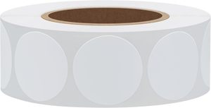 白色永久色码圆点贴纸圆形半光纸贴纸不干胶标签 (1英寸) - Product Image 2