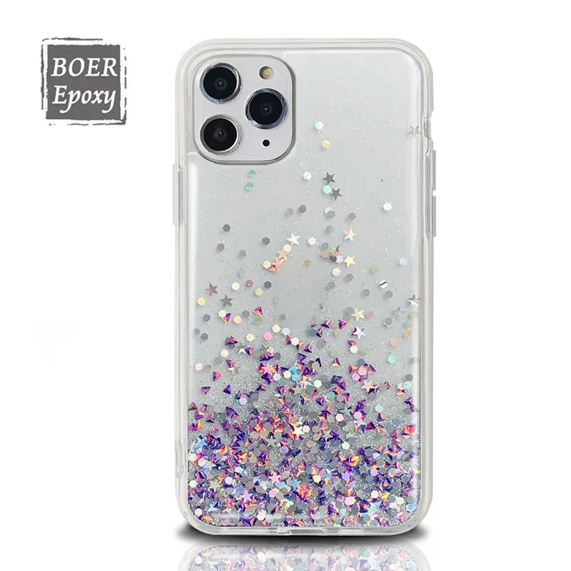 Boer hot sale LOW MOQ Shenzhen manufacturer glitter TPU PC mobile phone case for Iphone 14 15 13 11 12 pro max