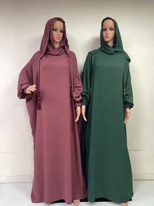 最新デザイン女性プリーツドバイアバヤ中東スタイルプラスサイズポリエステルストレッチプリントアバヤ