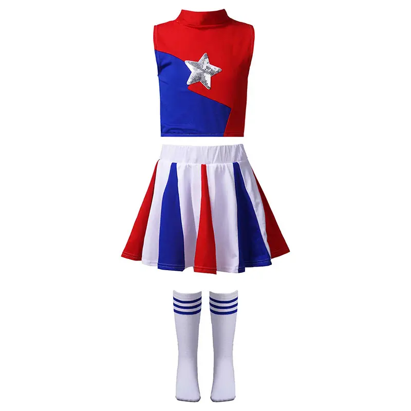 Qualidade superior Mais Vendido Senhoras Usam Uniforme Cheer Cheerleader Uniforme do Vestido Extravagante para venda em atacado