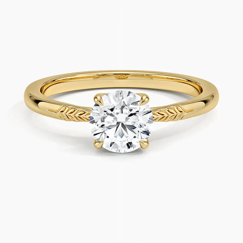 인도 최고 판매자 도매 가격 실험실 성장 다이아몬드 반지 트렌디 쌓을 수있는 라운드 컷 솔리테어 질감 골드 약혼 반지