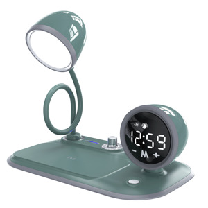 Schnell ladestation 3-in-1-LED-Schreibtischlampe Wireless Charger-Lautsprecher Multifunktion aler Audio-Clock-Lautsprecher mit Bildschirm