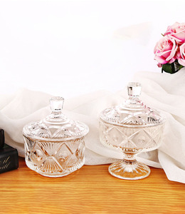 Wholesale Nordic Style Embossed Glass Storage <strong>Jar</strong> Classic Design with Cover