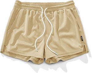 Pantalones cortos de malla personalizables para hombre, Cintura elástica de secado rápido, impresión por sublimación sólida informal de verano, MOQ bajo, cuerda de dibujo con logotipo personalizado - Product Image 2