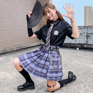 <span class=keywords><strong>Jk</strong></span>ユニフォーム日本の市松模様のスカート女子学生は秋と冬のシャツの成長のための大学スタイルのオリジナルスーツを着用します