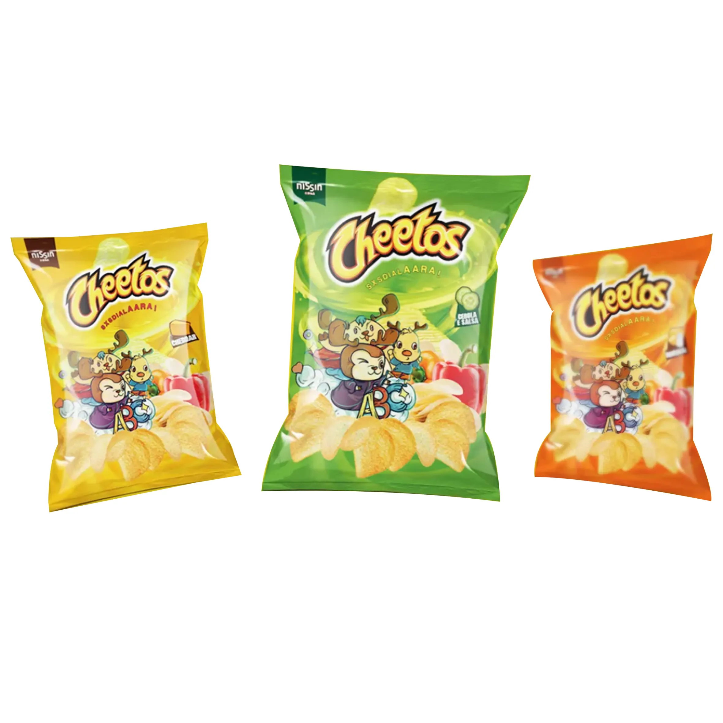 Custom Impresso Snack Food Packaging Bag Heat Seal Impresso Pipoca Puffed Food Batata Chip Bag Com Lágrima Voltar Seal Bag