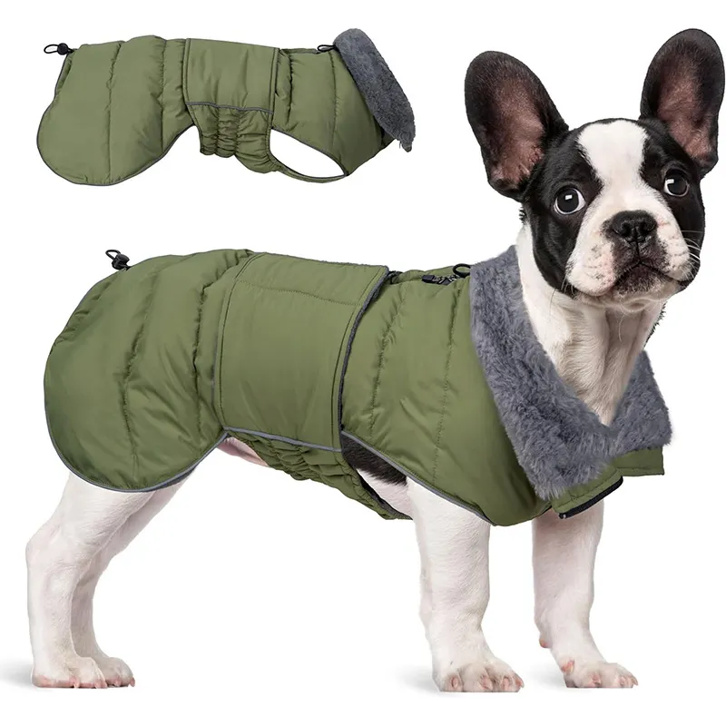 Logo personnalisé veste d'hiver imperméable de luxe doublée polaire réfléchissante pour chien manteau pour temps froid