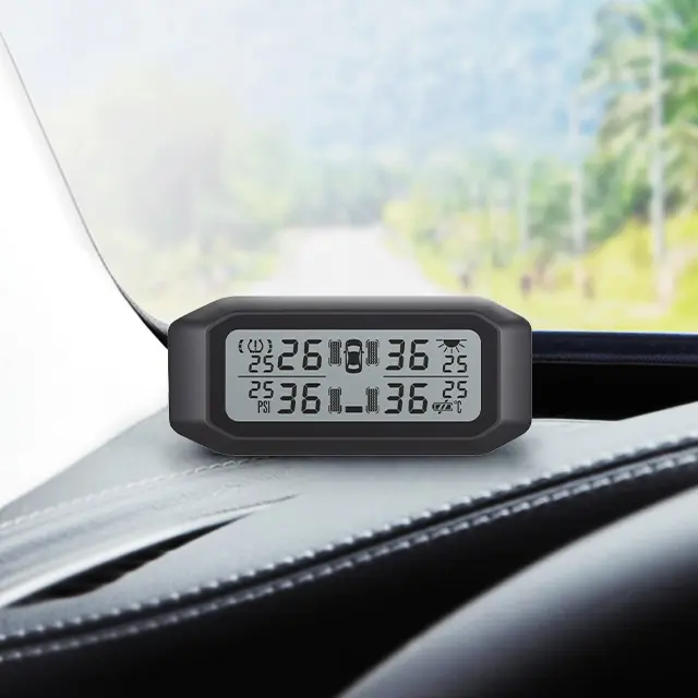 نظام ضغط إطارات TPMS 4 شاشة LCD مستشعر سيارة مدمج مستشعر شمسي للسيارة