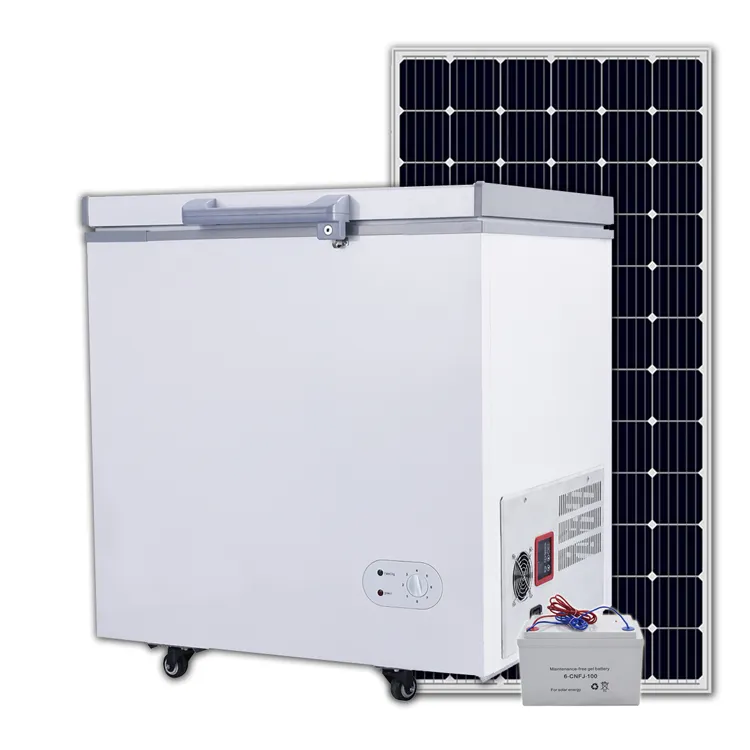 100mm de espesor 158 litros 12V 24V DC batería solar refrigerador arcón nevera congelador comercial sin sistema solar