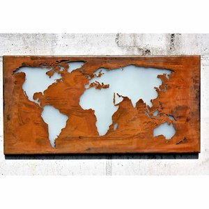 Rusty Metal World <strong>Map</strong> for Home and Office with Glass 80 X 40 cm - Product Image 3