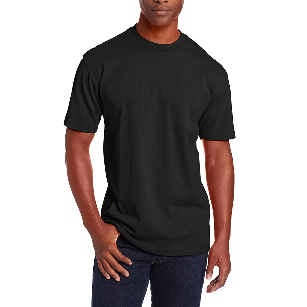 슈퍼 맥스 커스텀 디자인 남성용 티셔츠 헤비급 코튼 니트 크루 넥 솔리드 일반 드롭 숄더 자수 패턴
