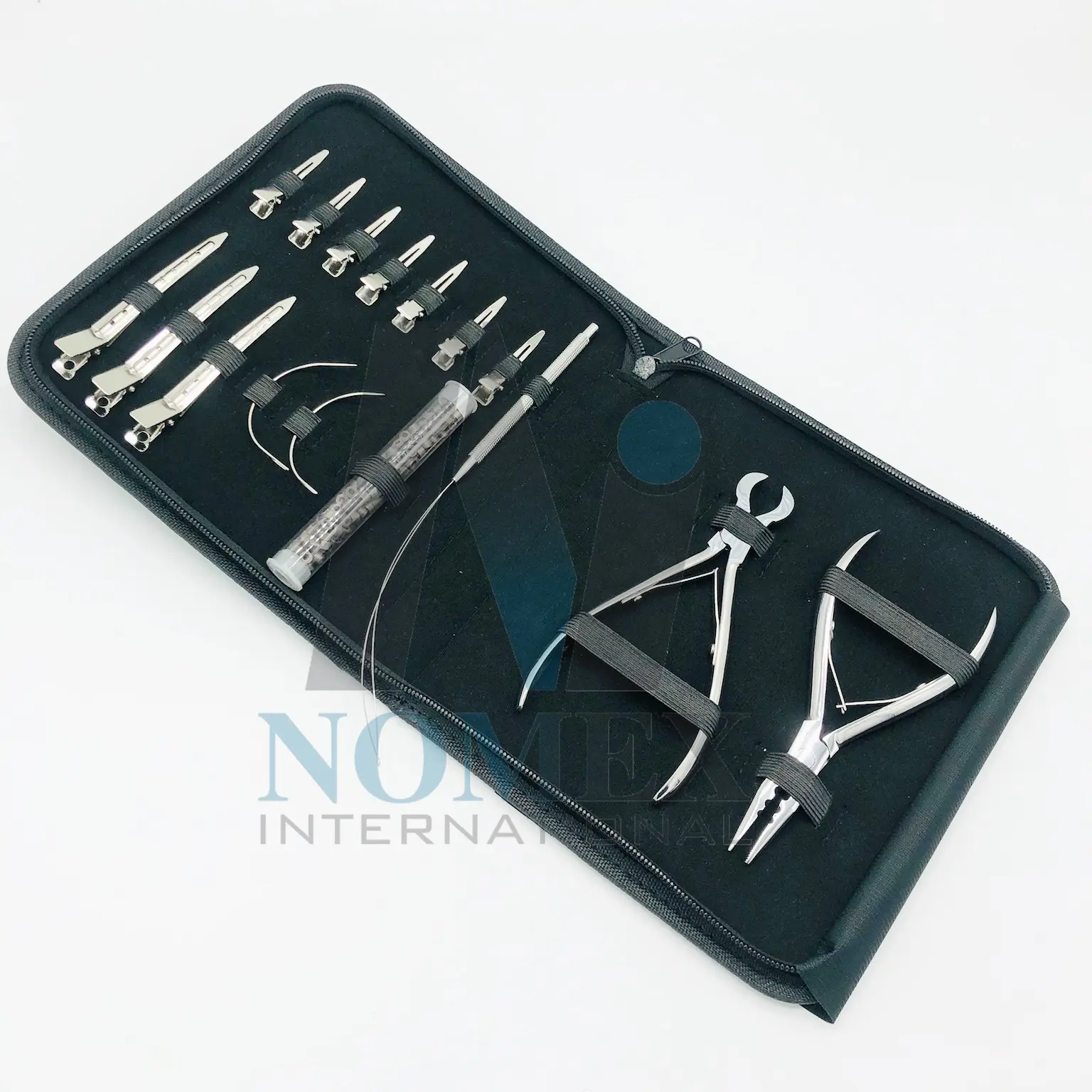 Herramientas y accesorios para extensiones de cabello, alicates de 3 agujeros para pinzas de metal para el cabello, logotipo personalizado de acero inoxidable sólido