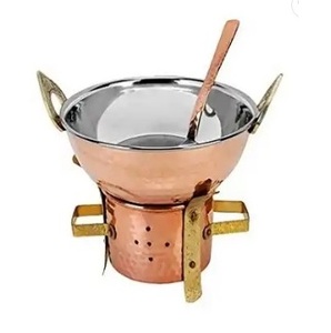 Bakır servis Handi kase kaşık gıda ısıtıcısı Angeethi Angithi yemek seti - Product Image 3