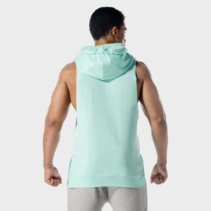ノースリーブパーカー男性用ボディービル卸売ユニセックス軽量カスタマイズデザイン無地ノースリーブパーカージムウェア