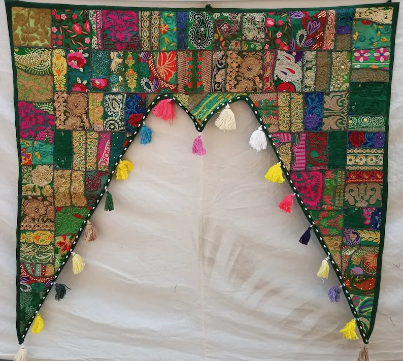 Toran Valance, Patchwork porta mantovana, decorazione della parete indiana Vintage