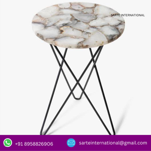 Kahve merkezi yemek veya yan masa kullanımı için ev için el yapımı Modern yuvarlak akik masa üstü - Product Image 5