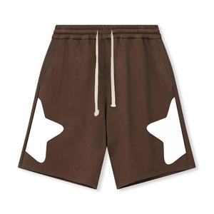 2025 High Street Style 100% Algodão Puff Impressão Shorts Para Homens Desenhar <span class=keywords><strong>String</strong></span> Decoração <span class=keywords><strong>Custom</strong></span> Logo Verão Shorts Com Padrão Sólido