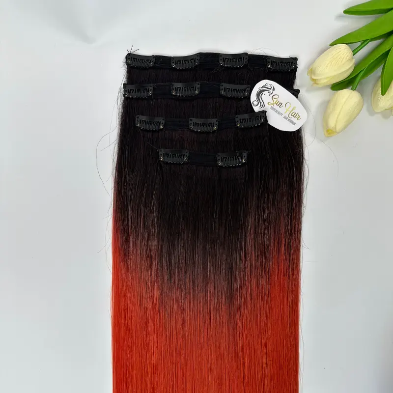 All'ingrosso Clip di colore chiaro chiaro naturale In 100% vietnamita estensione dei capelli umani TOP1 prodotti di bellezza da SunHair Company