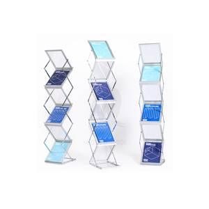Portariviste portatile in alluminio leggero a 6 sezioni A4 <span class=keywords><strong>Pop</strong></span>-Up moderno espositore pieghevole per fiere e negozi al dettaglio