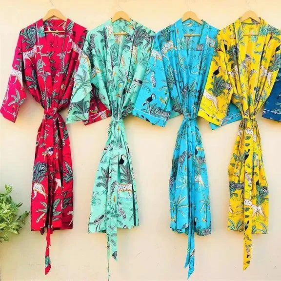 Abito Kimono lungo Kimono estivo per le vacanze delle donne con Cardigan stampato con blocco accappatoio Kimono da spiaggia