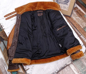 New Men's RAF B3 Bomber Flight <strong>Jacket</strong> Shearling Sheepskin Fur Lining Multicolor Flying Leather <strong>Jacket</strong> ODM OEM Available - Product Image 3