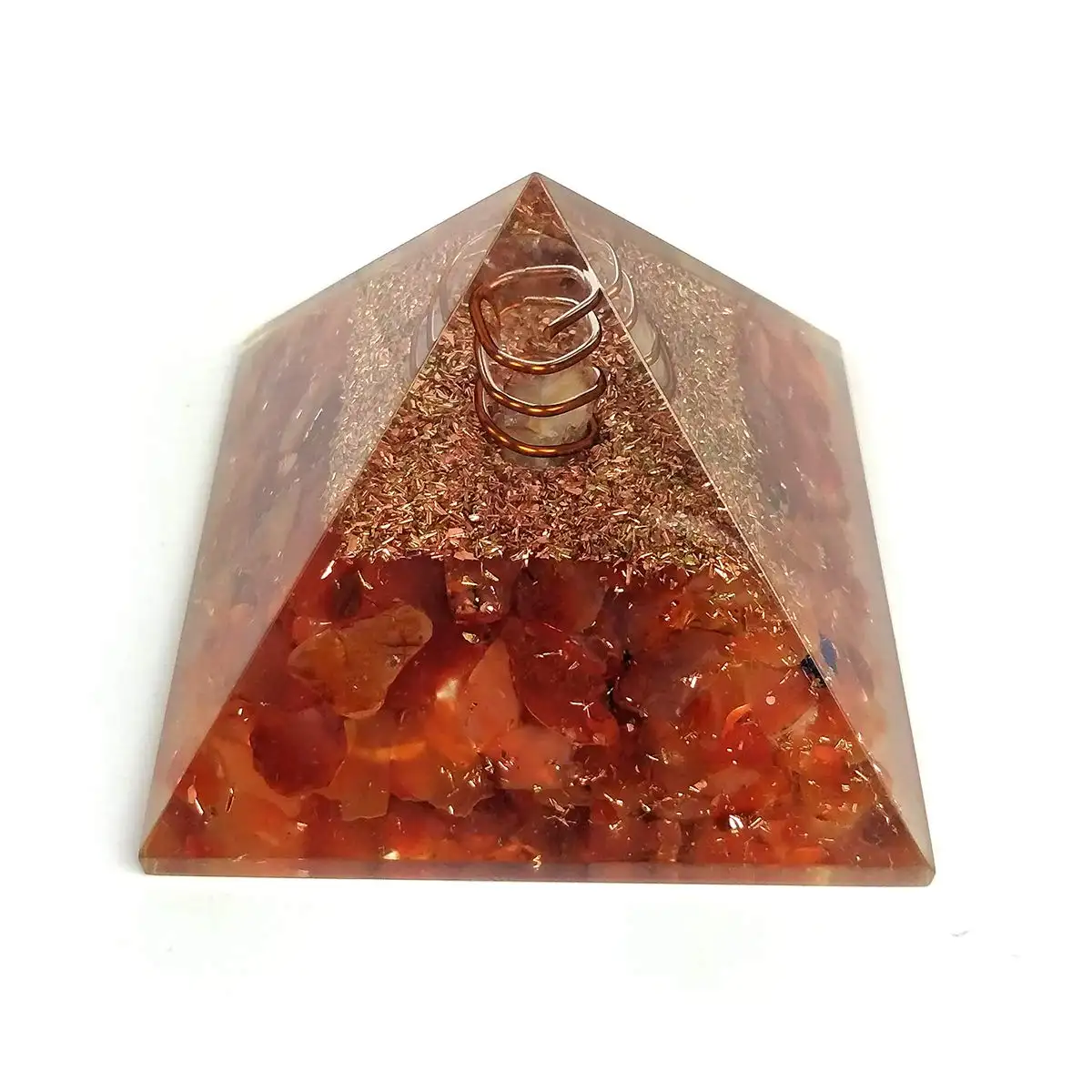 Pyramide d'orgone de cornaline rouge avec pointe de crayon en Quartz clair pour le grossiste emf et la fabrication de produits Orgone